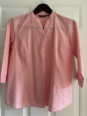 Annabelle women’s Light red Textured Notch-Collar Button Shirt